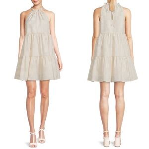 Antonio Melani Juanita Ruffle Halter Mock Neck Sleeveless Gingham Babydoll Dress